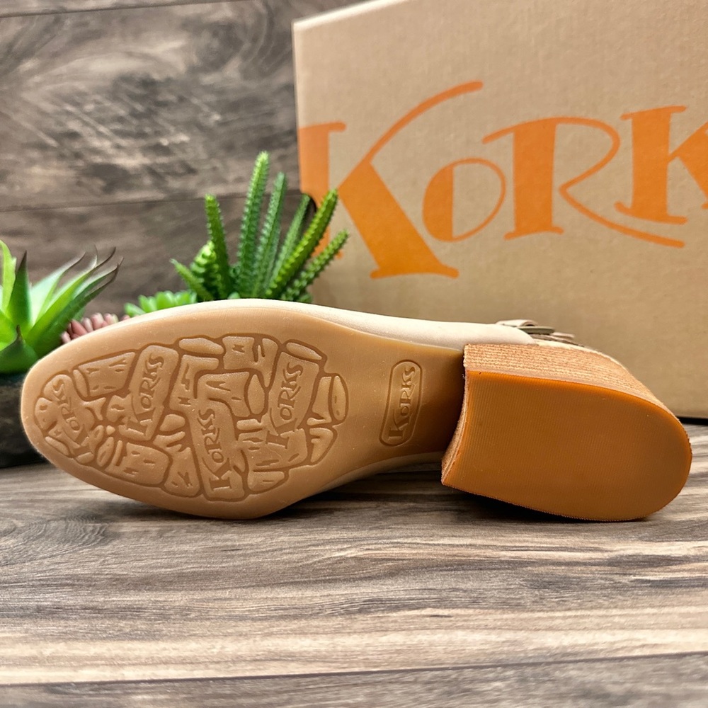 NIB Korks Kork Ease Rayleigh Slingback Block Heel Clogs Mules Cream Leather - Picture 8 of 16